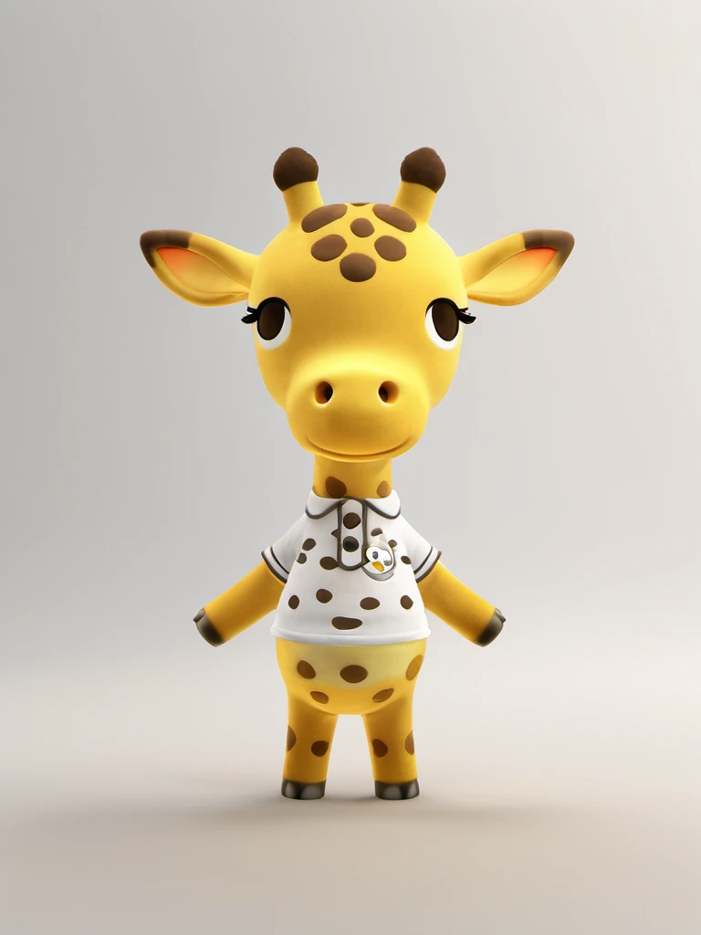 best quality,master piece, acs style,highly detailed,octane render, highly detailed, volumetric, dramatic lighting,simple background,close up of a cute Giraffe wear white t-shirt ,<lora:acs-000015:0.9>