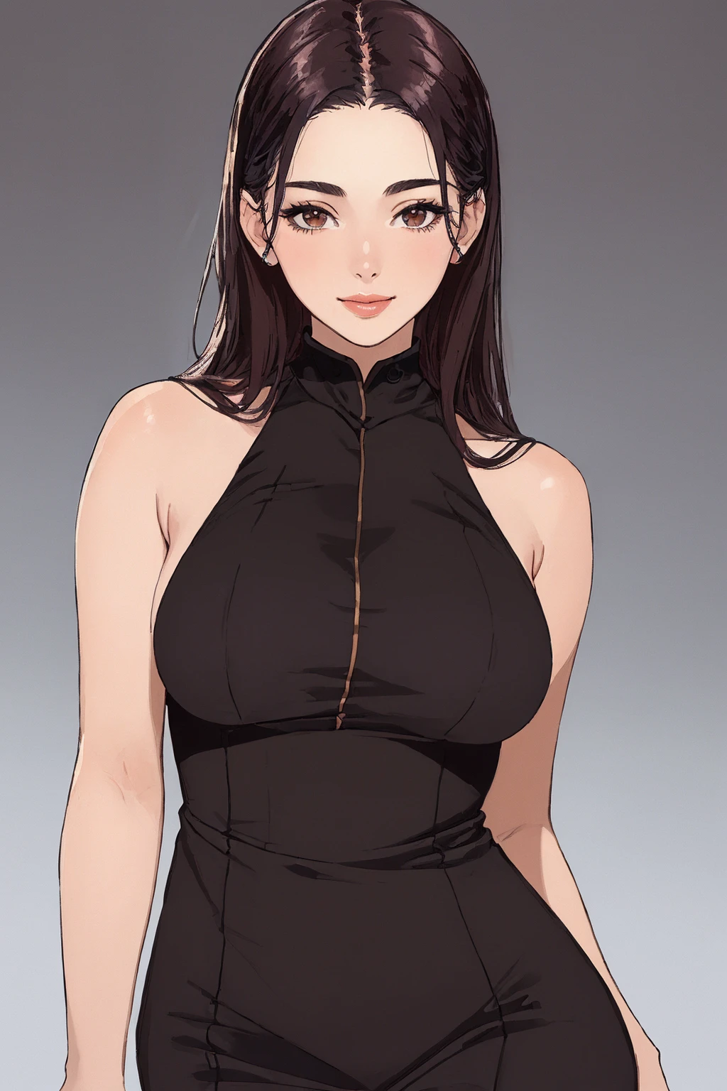 ((Masterpiece, best quality,edgQuality)),(smile:0.85),(office background)
edgpdress, 1girl, solo, breasts,bare shoulders, sleeveless, hand on own chest,wearing edgpdress
 <lora:edgPencilDressv3:1>