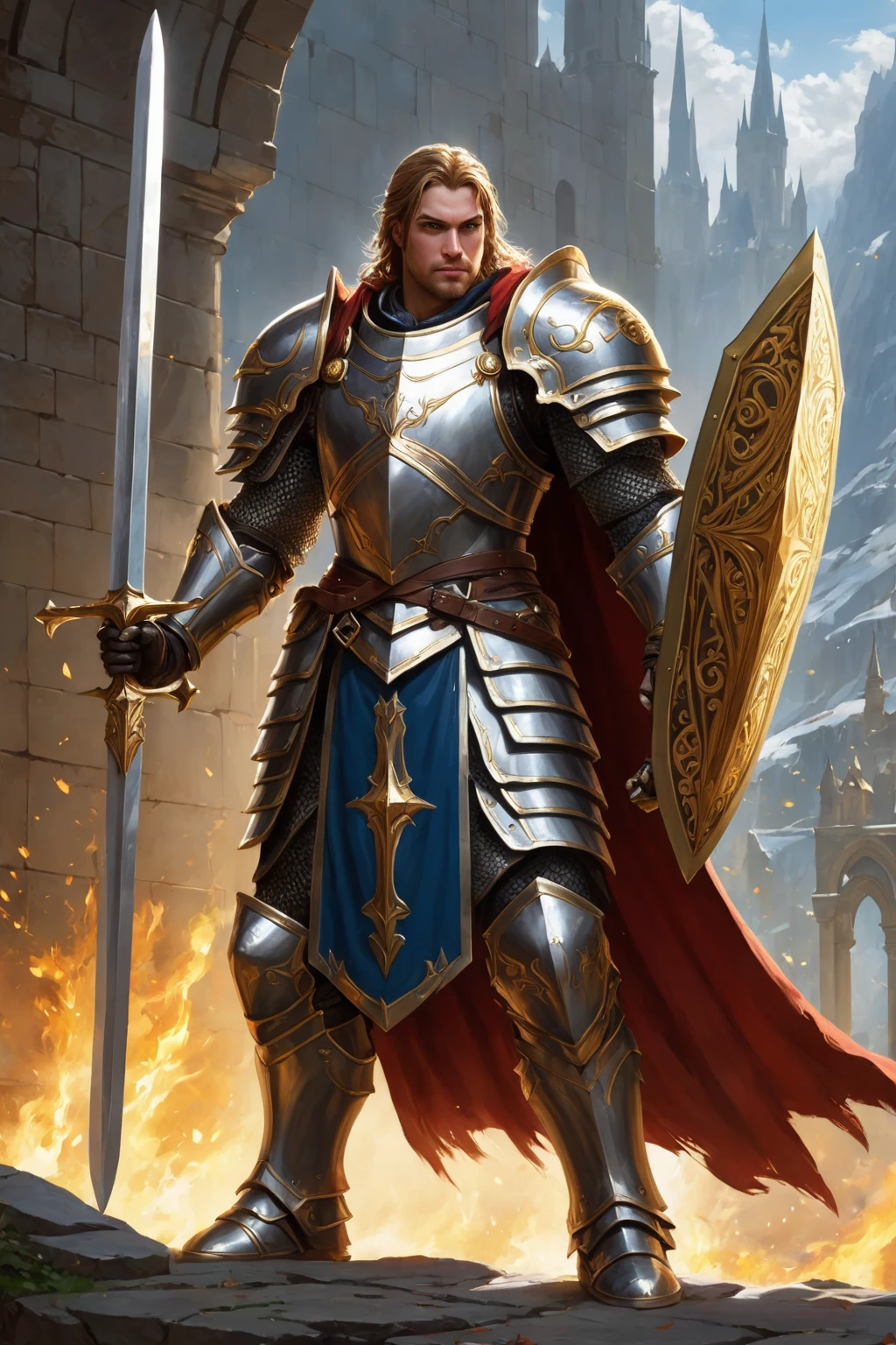 masterpiece, professional artwork, famous artwork, fantasy class, Paladin, <lora:Fantasy_ClassesXL:1>