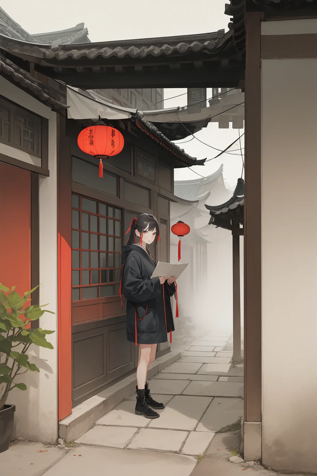 (1girl:1.2),guohua,looking at viewer,natural and architectural harmony,Ink Wash Painting,masterpiece,8k,incredibly_absurdres,best quality,<lora:guohua_20240130124050-000014:0.7>,