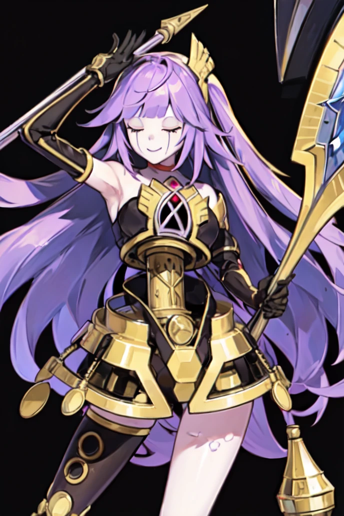 a purple eye,smiling girl