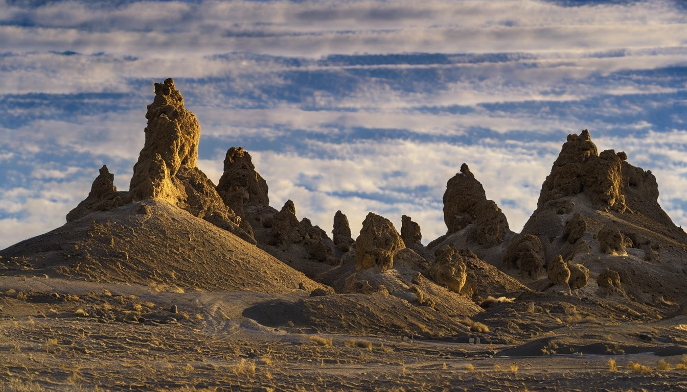Trona Pinnacles,scenery,no humans,outdoors,sky,landscape,<lora:Trona Pinnacles:1>,, masterpiece, best quality,
