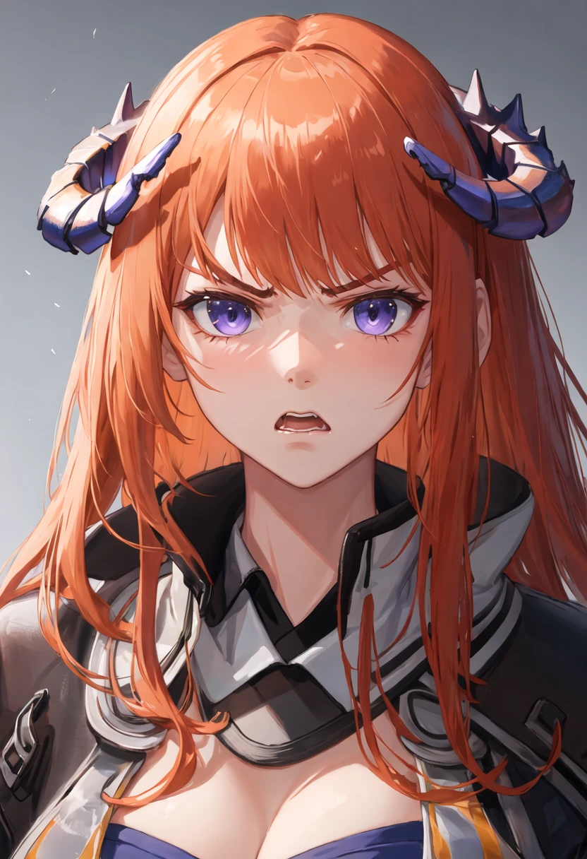 best quality, masterpiece, highres, solo, {bagpipe_arknights:0.90}, angry, annoyed, portrait, looking at viewer