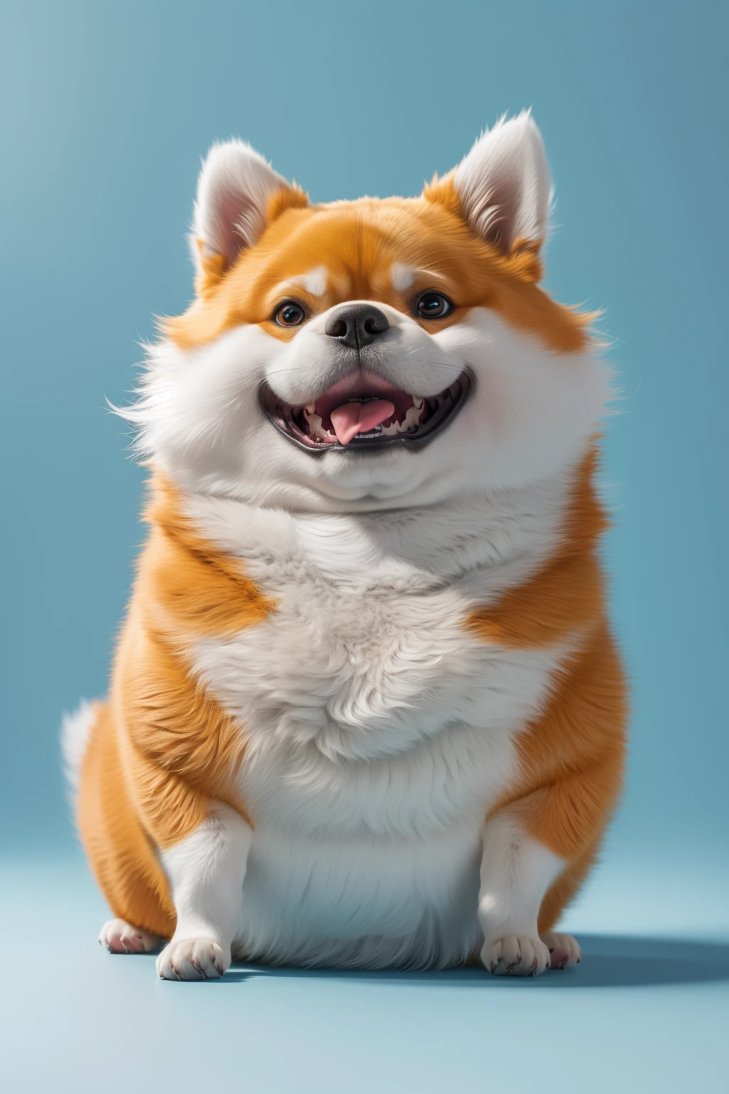 master piece, high quality, fat cute dog, with a belly, clean background