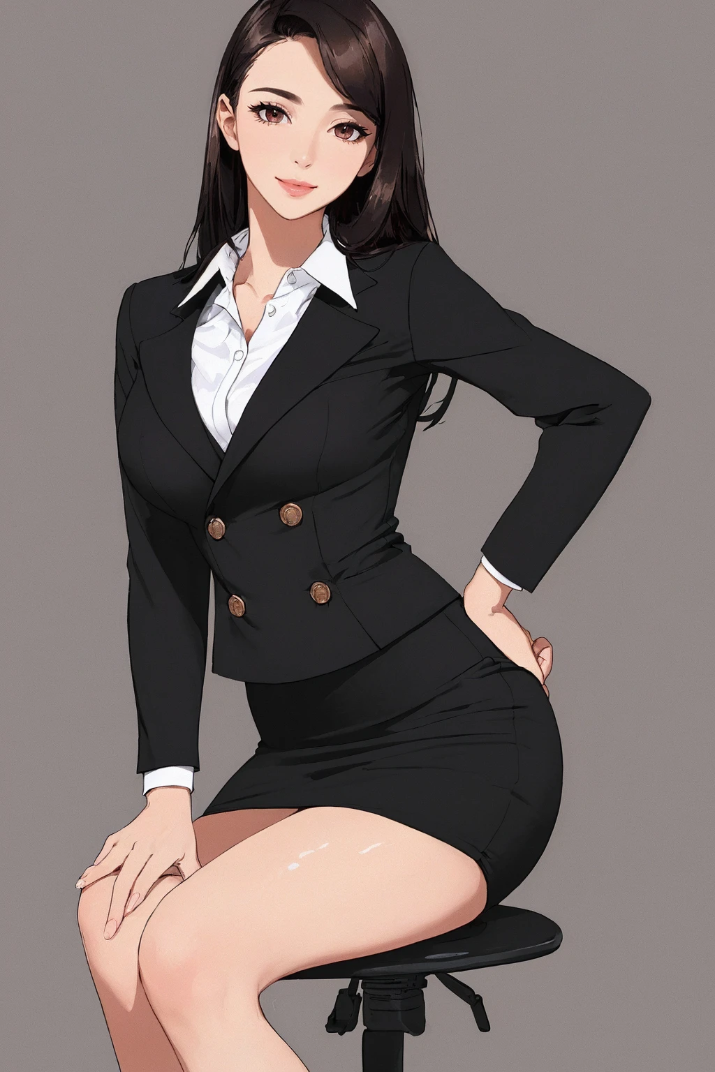 ((Masterpiece, best quality,edgQuality)),(smile:0.85),(office background)
edgpdress, 1girl, solo,formal, suit, pencil skirt,wearing edgpdress
 <lora:edgPencilDressv3:1>