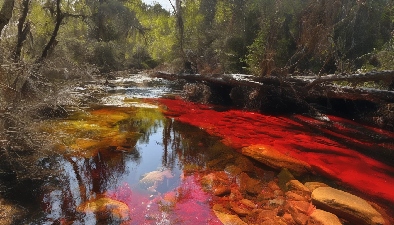 Red Creek,<lora:Red Creek:1>,no humans,scenery,nature,outdoors,realistic ,, masterpiece, best quality,