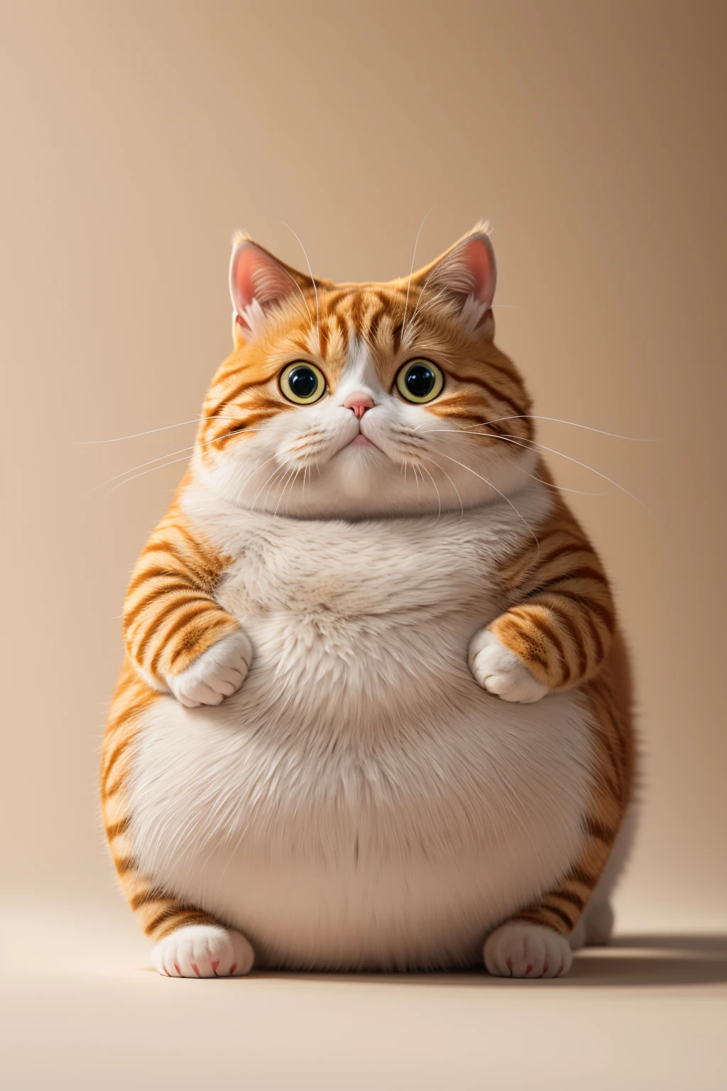 master piece, high quality, fat cute cat, with a belly, clean background