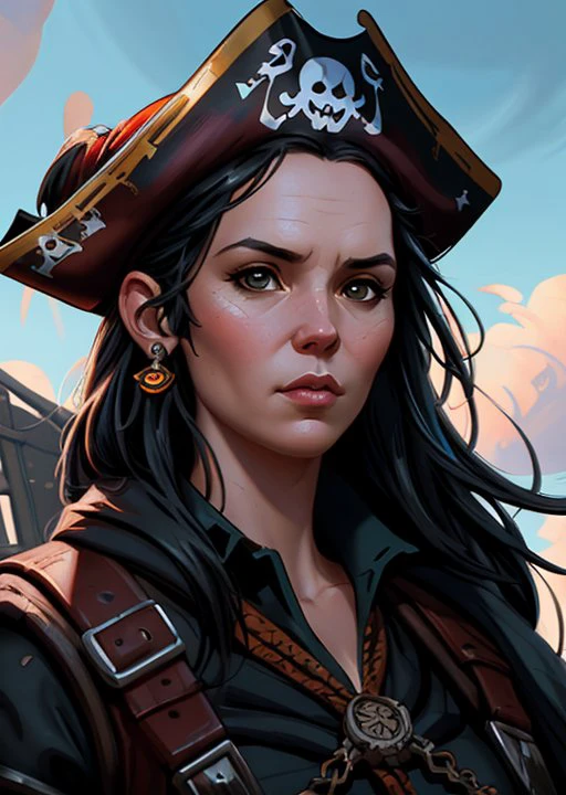 detailed colorful illustration, portrait of pirates crowd of [Georgina Rylance|snow white|Betty Gilpin|Cinderella], (pirate princess:1.1), detailed face, smoke, (depth of field:1.1), masterpiece, art by cardstyle15