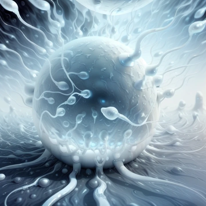 planet in white liquid in a surreal world surrounded by sperm spermazoid <lora:gametes-sd1.5:1>