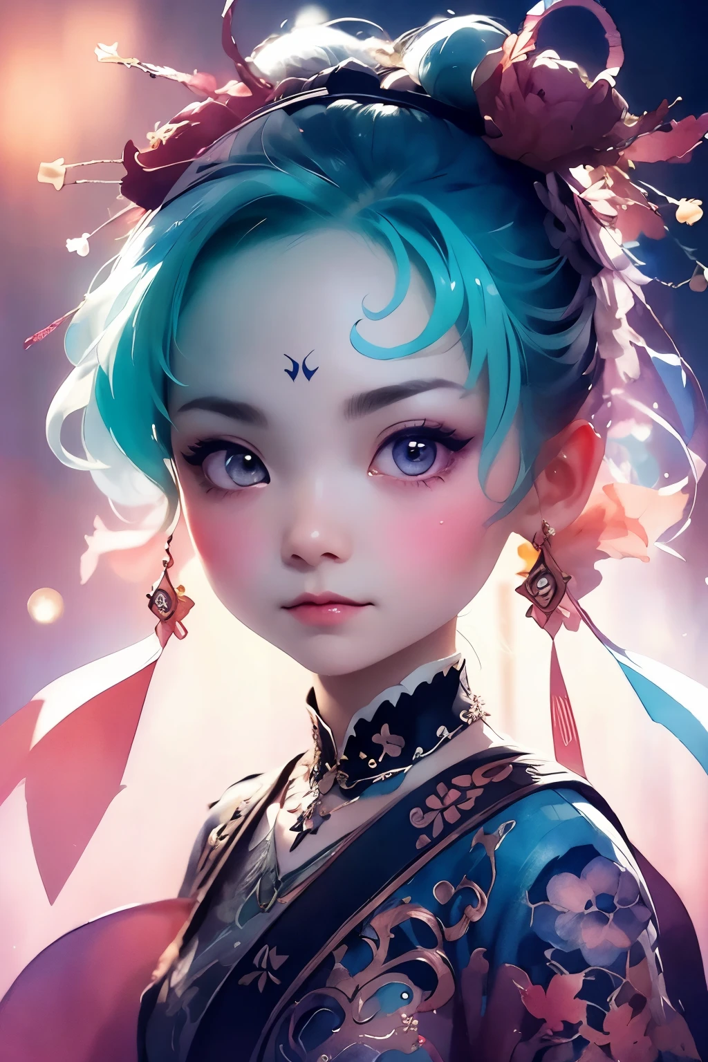 (8k, best quality, masterpiece:1.2),(best quality:1),(ultra highres:1),watercolor,a beautiful woman,(chibi:1.2),shoulder,hair ribbons,by agnes cecile,half body portrait,extremely luminous bright design,pastel colors,(ink:1.3),autumn lights,
<lora:lbc_Q_ban:0.8>,