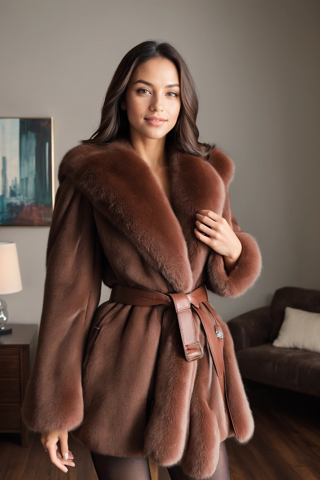 ((Masterpiece, best quality,edgQuality,photorealistic)),(smile:0.85)
edgwdc, 1girl, solo,fur coat,pantyhose,belt ,wearing edgwdc<lora:edgWinterDressCode:0.8>