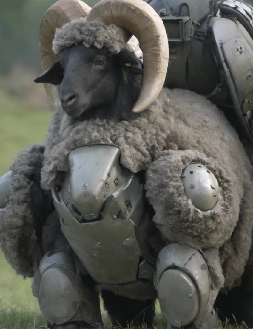 amredpll, concept art, depiction of an armored sheep wearing fluffy armor ready to protect its fluff, meadow, deep shadow, cinematic, contrast , <lora:- SDXL - amredpll_armored_style_V1.0:.8>