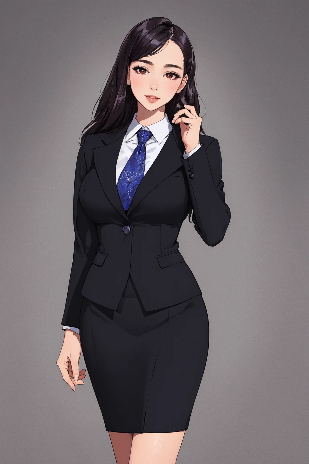 ((Masterpiece, best quality,edgQuality)),(smile:0.85),(office background)
edgpdress, 1girl, solo,formal, suit, pencil skirt,wearing edgpdress
 <lora:edgPencilDressv3:1>