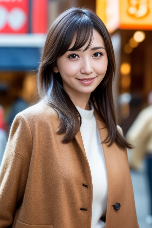 1girl,(RAW photo, best quality), (realistic, photo-realistic:1.4), masterpiece, an extremely delicate and beautiful, extremely detailed, 2k wallpaper, Amazing, finely detail, extremely detailed CG unity 8k wallpaper, ultra-detailed, highres, soft light, beautiful detailed girl, extremely detailed eyes and face, beautiful detailed nose, beautiful detailed eyes,cinematic lighting,perfect anatomy,slender body,smiling ,(bokeh:1.3)
in front of izakaya,narrow street like nakano,lights reflected on wet floor,after rain,night time,shop sign lights,winter night
wearing cashmere jacket
<lora:aiharamika_lora:0.8>