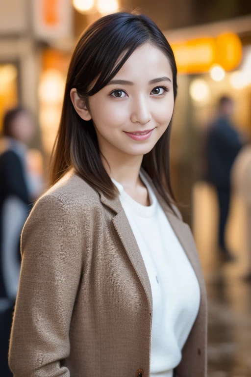 1girl,(RAW photo, best quality), (realistic, photo-realistic:1.4), masterpiece, an extremely delicate and beautiful, extremely detailed, 2k wallpaper, Amazing, finely detail, extremely detailed CG unity 8k wallpaper, ultra-detailed, highres, soft light, beautiful detailed girl, extremely detailed eyes and face, beautiful detailed nose, beautiful detailed eyes,cinematic lighting,perfect anatomy,slender body,smiling ,(bokeh:1.3)
in front of izakaya,narrow street like nakano,lights reflected on wet floor,after rain,night time,shop sign lights,winter night
wearing cashmere jacket
<lora:aiharamika_lora:0.8>