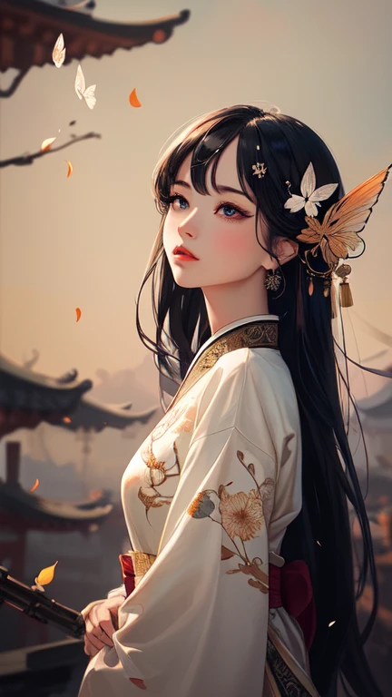 dramatic angle,(fluttered detailed ink splashs), (illustration),(((1 girl))),(long hair),(rain:0.6),(expressionless ,hair ornament:1.4),there is an ancient palace beside the girl,chinese clothes,(focus on), color Ink wash painting,(ink splashing),color splashing,((colorful)),[sketch], Masterpiece,best quality, beautifully painted,highly detailed,(denoising:0.7),[splash ink],yin yang