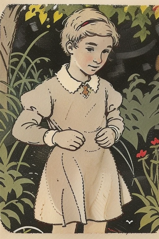 <lora:JarringlyWholesome:1> jarringlywholesome, a kid in a garden