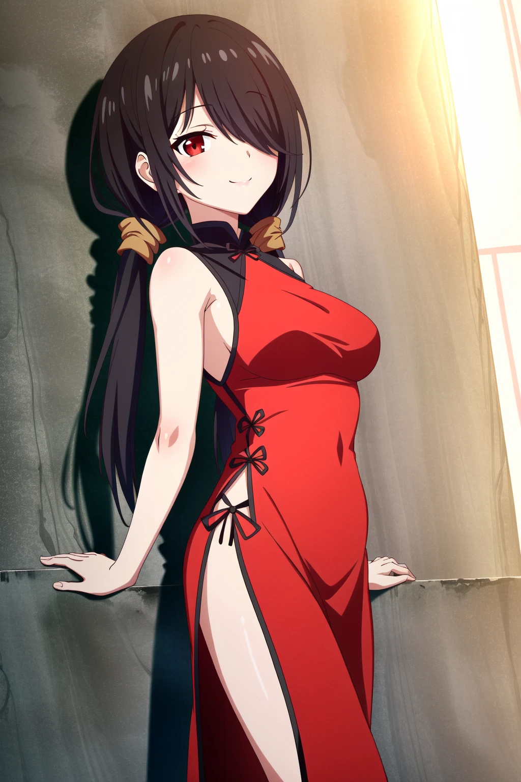(Cat girl), (smoking), cat ears, black hair, business casual attire, cool, red dress shirt, pretty red eyes, cat tail, ((Crimson Red Eyes eyes: 1.3, Upturned Eyes: 1, Perfect Eyes, Beautiful Detailed Eyes, Gradient eyes: 1, Finely Detailed Beautiful Eyes: 1, Symmetrical Eyes: 1, Big Highlight On Eyes: 1.2)), (((Lustrous Skin: 1.5, Bright Skin: 1.5, Skin Fair, Shiny Skin, Very Shiny Skin, Shiny Body, Plastic Glitter Skin, Exaggerated Shiny Skin, Illuminated Skin))), (Detailed Body, (Detailed Face)), (((Skirt))), High Resolution, Sharp Focus, Ultra Detailed, Extremely Detailed, Extremely High Quality Artwork, (Realistic, Photorealistic: 1.37), 8k_Wallpaper, (Extremely Detailed CG 8k), (Very Fine 8K CG), ((Hyper Super Ultra Detailed Perfect Piece)), (((Flawless masterpiece))), Illustration, Vibrant Colors, (Intricate), High Contrast, Selective Lighting, Double Exposure, HDR (High Dynamic Range), Post-processing, Background Blur, (Sexy pose), (Mature woman), big sis