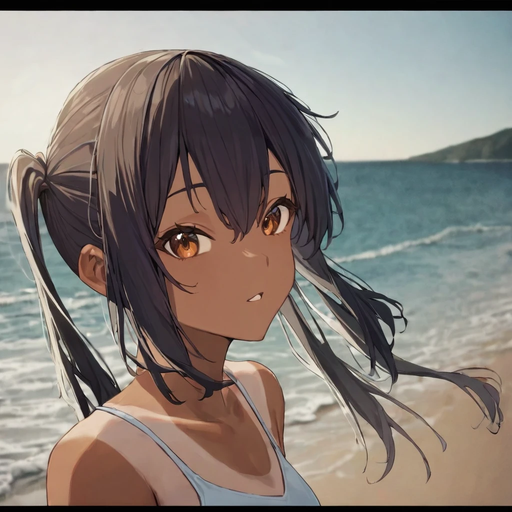 1girl, nakano azusa, tanned skin, tanlines, by ocean, portrait, (masterpiece), cinematic, beautiful light, best quality, newest,safe, absurdres <lora:azusa_xl_rev2-000004:1>