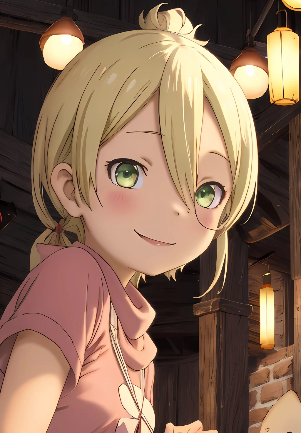 <lora:MadeintheAbyss:0.8>,Irumyuui,1girl,smile, solo, wink,