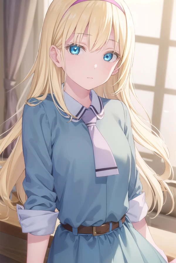 asobiasobaseolivia, <lora:asobi asobase olivia s1-lora-nochekaiser:1>,
olivia, long hair, blue eyes, blonde hair,
BREAK dress, school uniform, hairband, necktie, belt,
BREAK indoors, classroom,
BREAK looking at viewer, (cowboy shot:1.5),
BREAK <lyco:GoodHands-beta2:1>, (masterpiece:1.2), best quality, high resolution, unity 8k wallpaper, (illustration:0.8), (beautiful detailed eyes:1.6), extremely detailed face, perfect lighting, extremely detailed CG, (perfect hands, perfect anatomy),