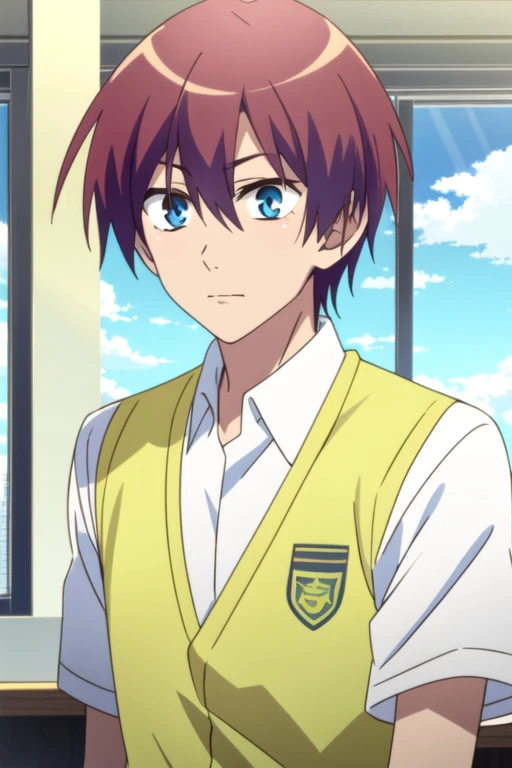 (best quality:1.1), (masterpiece:1.4), movie still, , upper body, , , , 1boy, solo, male focus, <lora:yuuta_shimada:0.82>, yuuta_shimada, red hair, blue eyes,