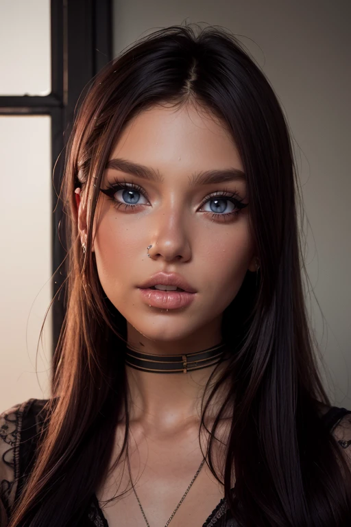 (schwarzer Lippenstift), ((dunkle smokey eyes))