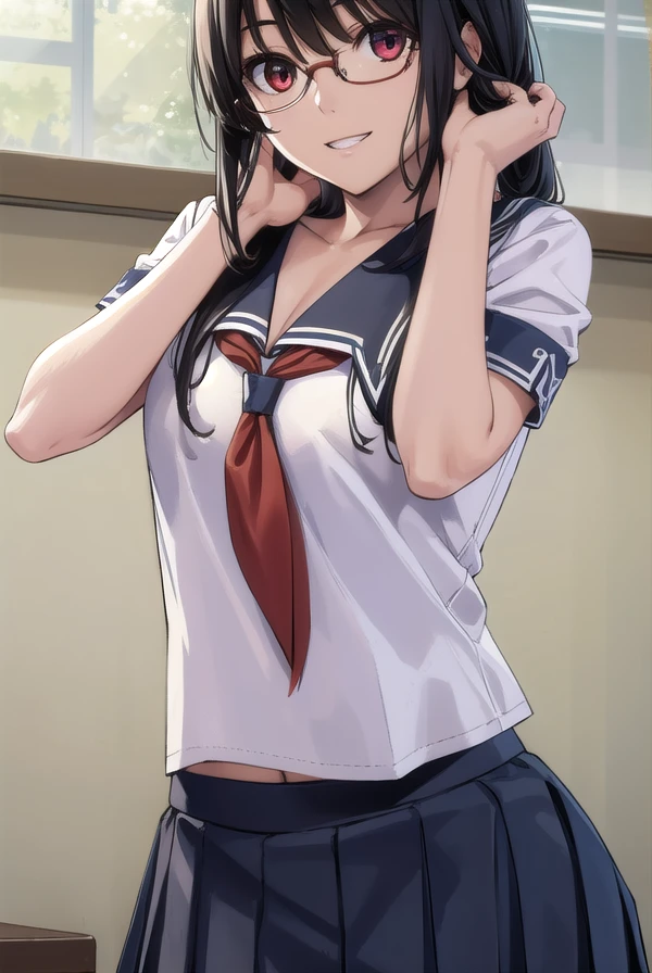 (masterpiece, highest quality:1.2), One girl, alone,Are standing_Split, 
Yuki Mikan, Long Hair, without black sleeveless short vest，Pink Skirt，black