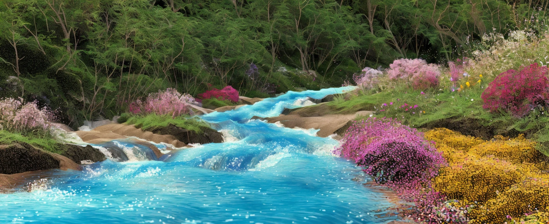 ((made_of_particles)),
best quality,highres,movie poster style,(highly detailed),8k_wallpaper,masterpiece,(large_scene),
<lora:0122:0.65>,nature,flowers meadows,flowersea,riverbank,blue_river,