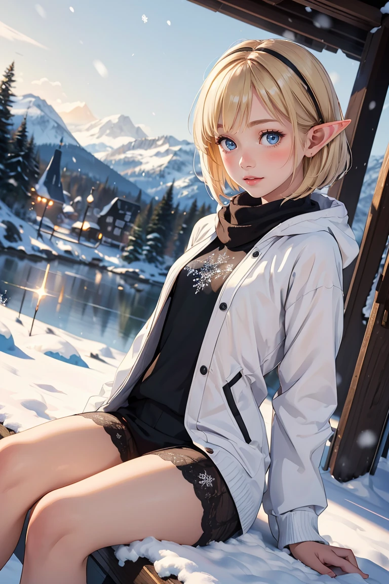 masterpiece, best quality,
Ray tracing, hdr, volumetric lighting,
a cute elf girl, snow queen, ice clothes, whore, at fantasy winter forest, girlish, short blonde hair, pale skin, (tiny, young, 19 years old:1.2), blush, in love, innocent, sexy, cold, snow, river, mountains, bokeh,
(dutch:1.3), (Dutch Angle Shot:1.3),
(sitting:1.3),