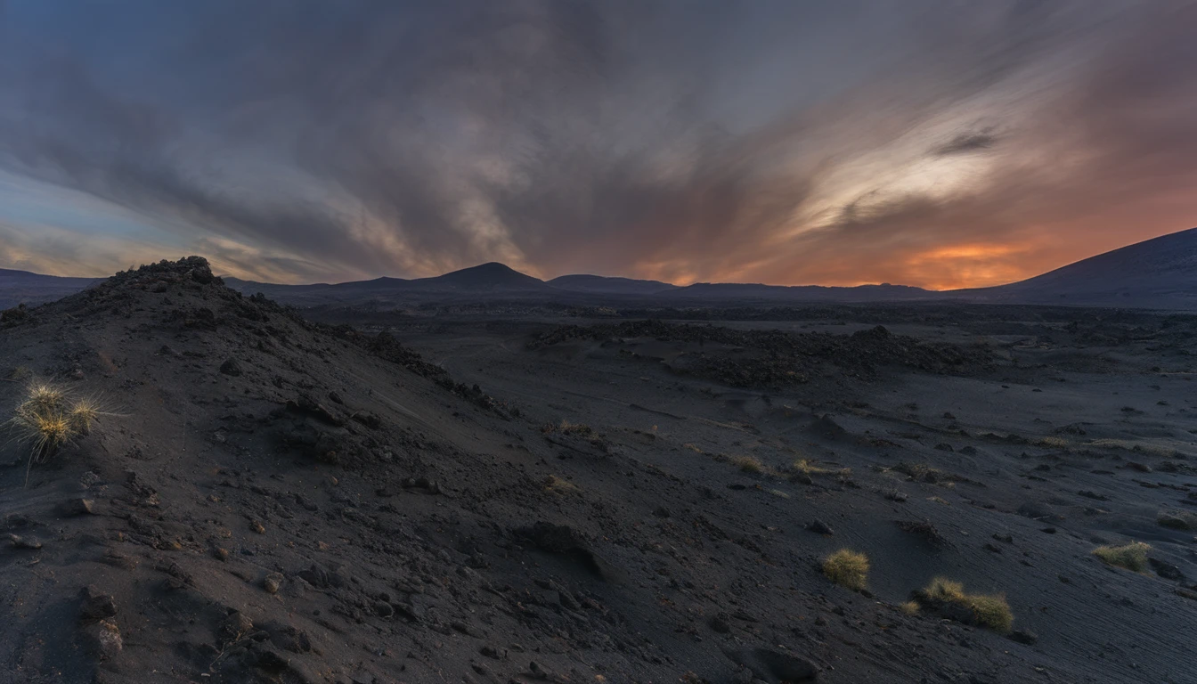 Volcanic Desert,no humans,scenery,outdoors,landscape,nature,traditional media,<lora:Volcanic Desert:1>,, masterpiece, best quality,