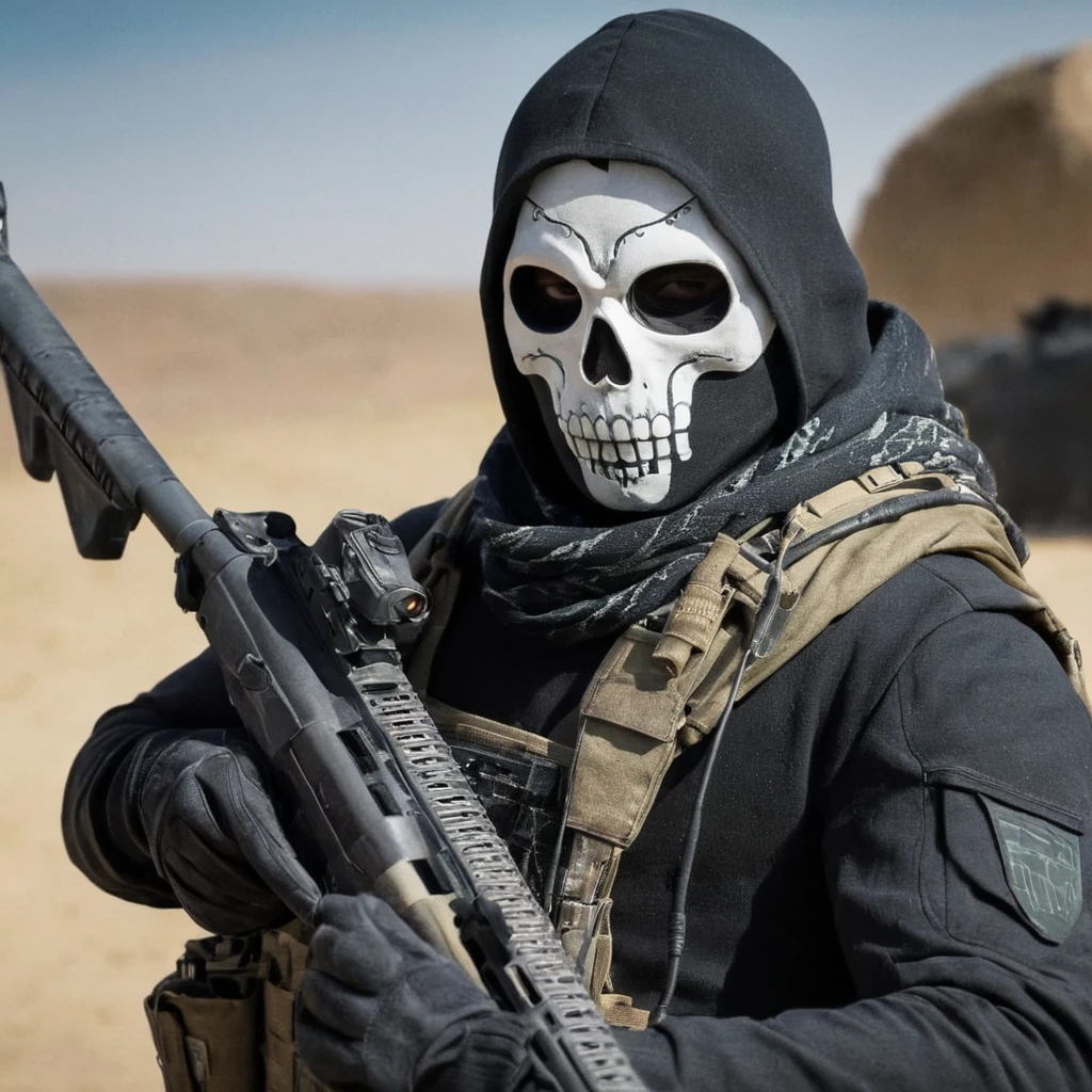 UHD, 4k, ultra detailed, cinematic, a photograph of <lora:Modern Warfare style:1>
Simon Ghost Riley a man in a skeleton mask holding a rifle modern warfare style,solo,gloves,1boy,holding,weapon,male focus,hood,scarf,holding weapon,gun,military,mask,holding gun,rifle,skull,assault rifle,scope,skull mask, epic, beautiful lighting, inpsiring