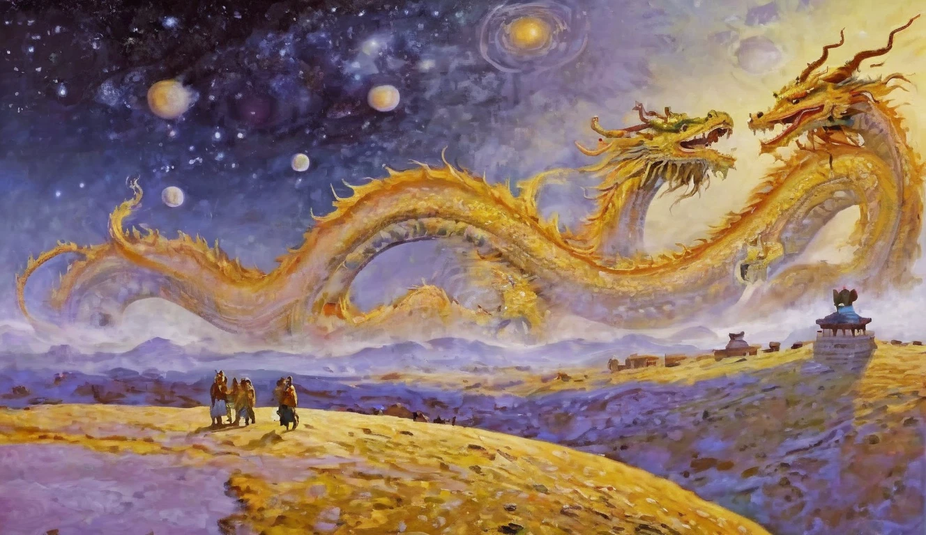 eastern dragon, friendly expression, flying over the (cosmos:1.3), solo, 
BREAK, Yellow theam, epic compositon, insanely detailed, anatomically correct
, <lora:dragon-000006:0.7>,<lora:Impressionism-000008:0.3>