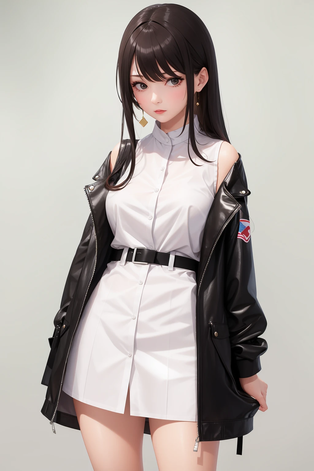 A woman in a dress and hat posing for a photo., render of a cute 3d anime girl, Tifa Lockhart with white hair, Tifa Lockhart, Tifa, Tifa lockheart, anime style 3d, Tifa Lockhart portrait, April render, photorealistic render of anime girl, portrait of Tifa Lockhart, in clothes! Very detailed