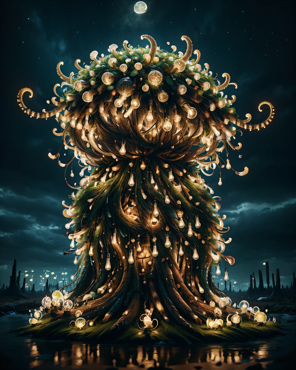 A cute colorful fluffy cthulhu, wildlife photography, in a ral-bnz swamp, 4K UHD, 8K UHD, High-definition, capturing made of ral-lgtblb <lora:ral-lgtblb-sd15:1>