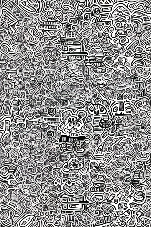 Line pattern, line thick, bobble, various animals, abstract painting style,biglion,