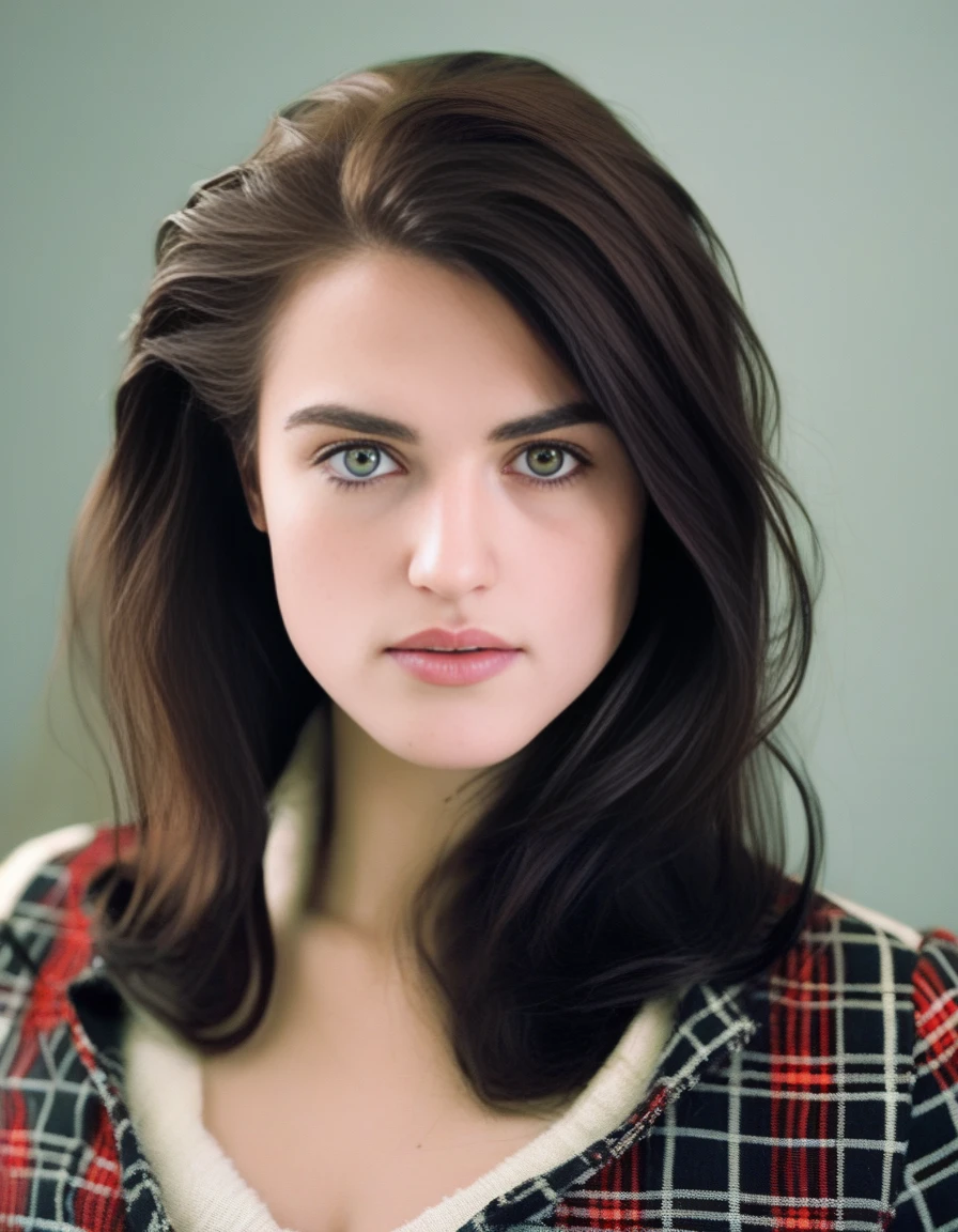 KatieMcgrath,<lora:KatieMcgrathSDXL:1>,A waist up portrait of a young beautiful (Scottish | French | Spanish | Pakistani ) girl, soft natural skin, long layered bob hair style, slim with curves, tartan shirt, highly details, soft lighting.