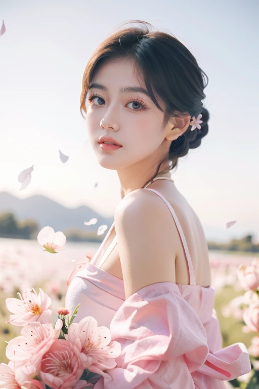 (masterpiece, high quality, 8k), 1girl, hoadao, red flower,petals,cherry blossoms, outdoors <lora:hoadao_v1-000002:1>