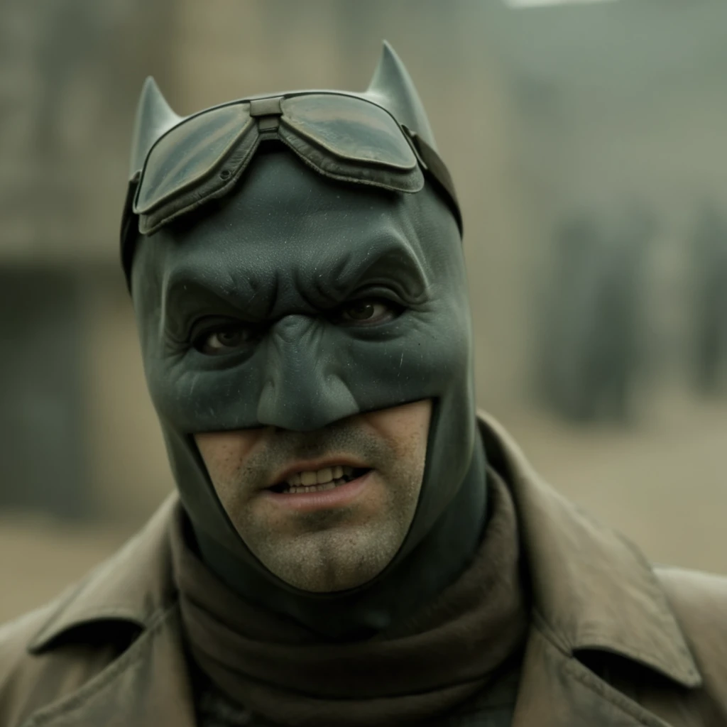 UHD, 4k, ultra detailed, cinematic, a photograph of <lora:Batman Knightmare:1>
Batman Knightmare a man in a batman mask looks at the camera,solo,1boy,hat,brown eyes,male focus,teeth,blurry,depth of field,blurry background,clenched teeth,portrait,realistic, closeup, epic, beautiful lighting, inpsiring