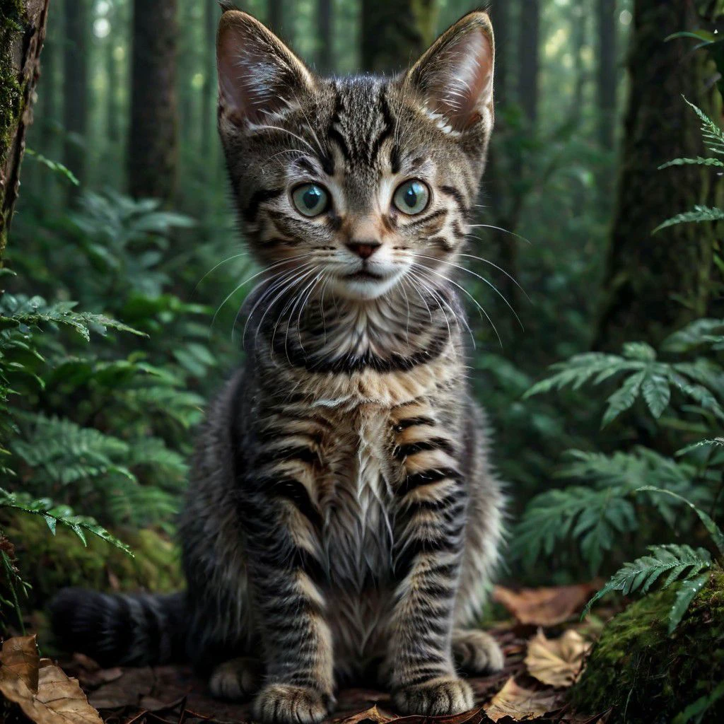 8k, masterpiece, ultra high resolution canon 5d photo of kitten jussi_kitten  in dark atumn forest , high detailed skin, focus on face, luxury watch