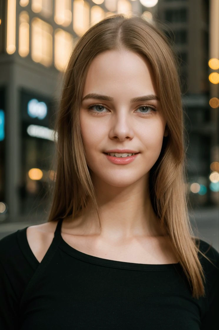 cinematic film still RAW portrait photo of Carolina_Sampaio, smiling, red lips, natural blonde straight hair, casual clothes (black t-shirt, denim legging, stiletto heels), (looking at viewer:1.1), <lora:backlight_slider_v10:1.2>, <lora:epiCRealismHelper:1>, <lora:skin_tone_slider_v1:-1>, modern empty street at night background, 8K, 16k, uhd, dslr, best quality, high quality, realistic, photo-realistic, ultra-detailed, <lora:Carolina_Sampaio:1> PA7_Portrait-ECU . shallow depth of field, vignette, highly detailed, high budget, bokeh, cinemascope, moody, epic, gorgeous, film grain, grainy