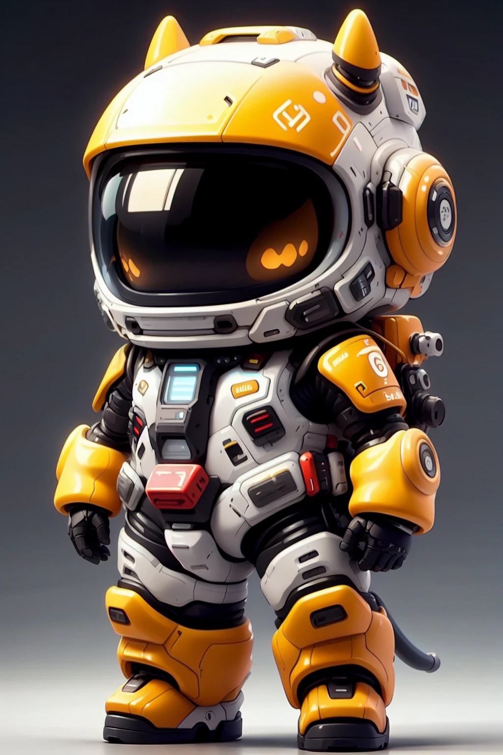 guchen,chibi,guchen,chibi,spacesuit,standing,tail,grey background,helmet,<lora:å¯ç±æºç²-09:0.8>,mecha,machine,, Hyper Real,Photorealistic,16K,high detail,high resolution