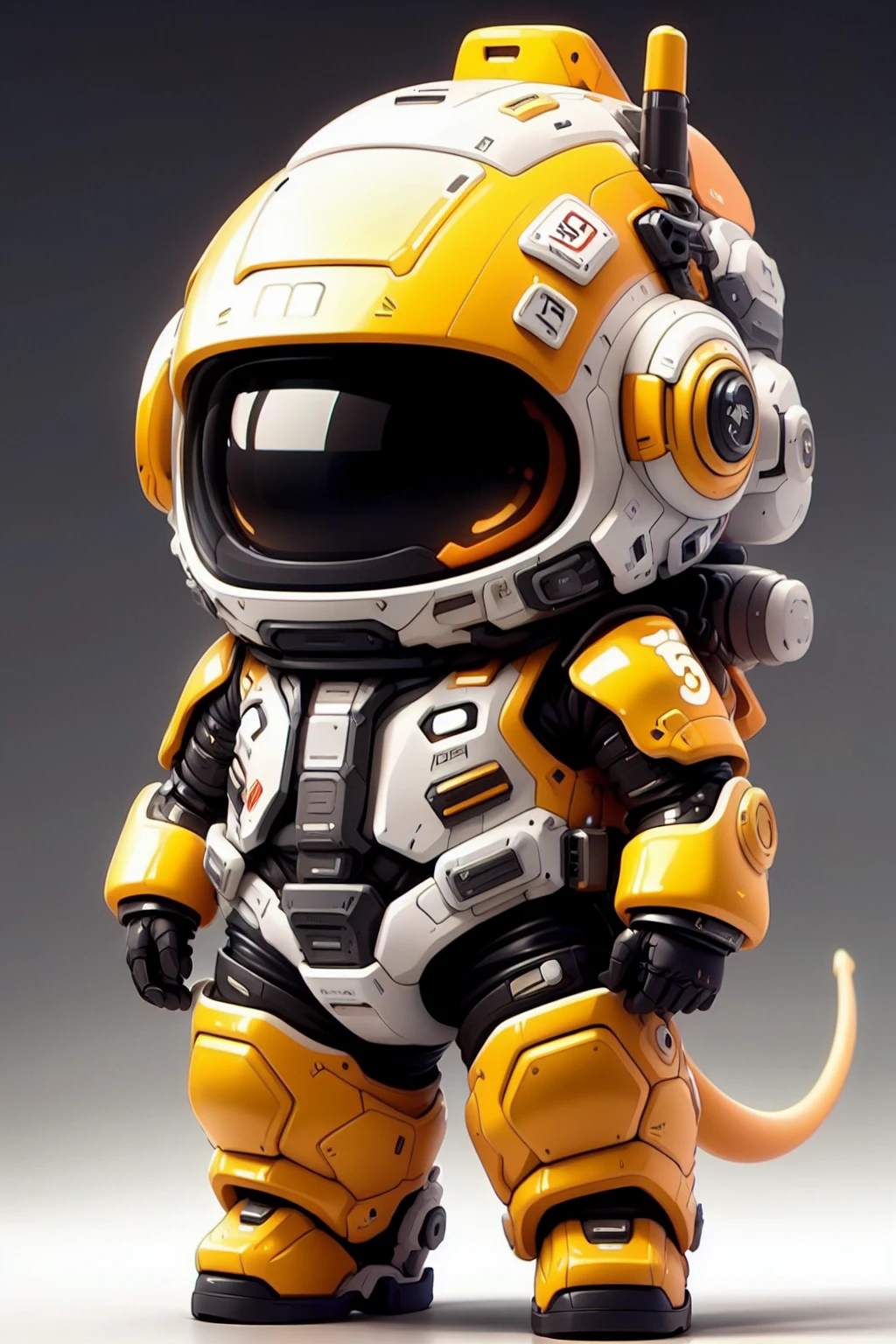 guchen,chibi,guchen,chibi,spacesuit,standing,tail,grey background,helmet,<lora:å¯ç±æºç²-09:0.8>,mecha,machine,, Hyper Real,Photorealistic,16K,high detail,high resolution