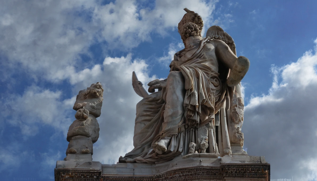 Archi Sculpture Photography,statue,sky,blue sky,day,ruins,building,scenery,outdoors,no humans,<lora:Archi Sculpture Photography:1>,, masterpiece, best quality,