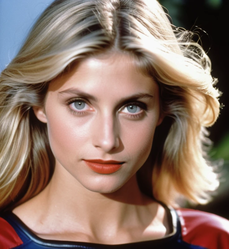 Supergirl young Helen slater, photo, 8k, hair blonde, 1980s, HD. Photograph, ((realism)), extremely high quality RAW photograph, ultra detailed photograph, sharp focus, high resolution, (detailed skin:1,3),high quality, film grain, Fujifilm XT3,Highly Detailed, movie, (Cinematic Photo:1.3) of (Realistic:1.3)