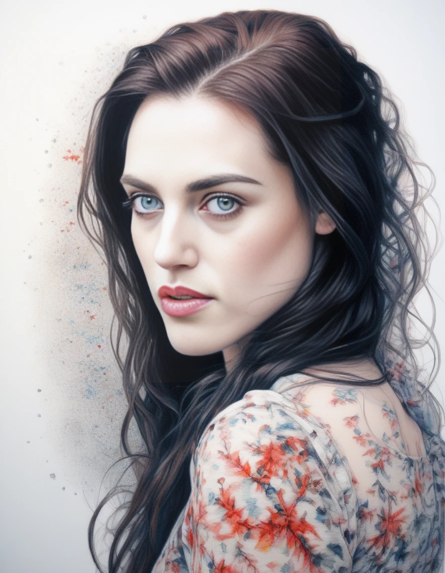 KatieMcgrath,<lora:KatieMcgrathSDXL:1>,A colored-pencil art of a beautiful woman. Highly detailed. In the style of Agnes Cecile. The painting was recognized as a contest winner. It has been featured on CG Society.