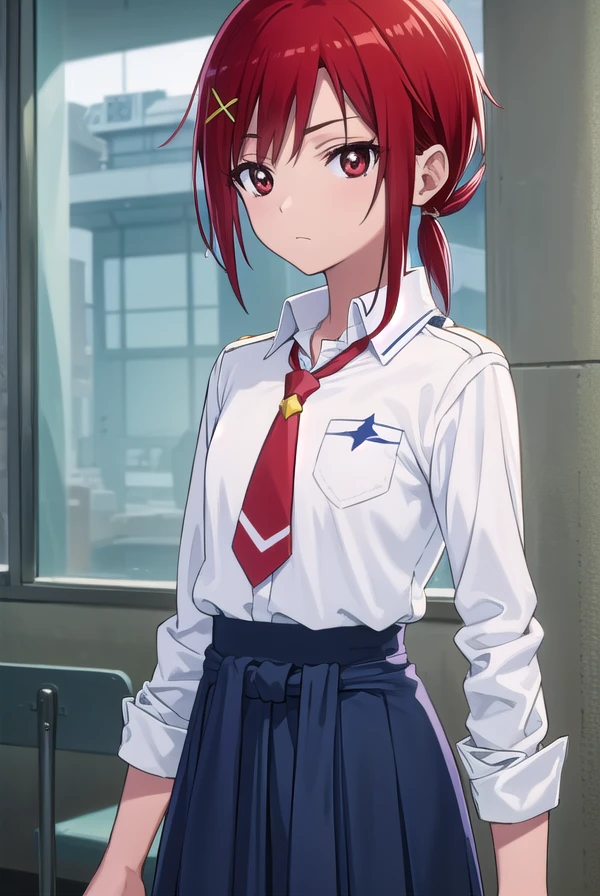 akanehino, <lora:akane hino s1-lora-nochekaiser:1>,
akane hino, short hair, hair ornament, (red eyes:1.3), ponytail, red hair, hair clip, x hair ornament,
BREAK skirt, school uniform, necktie, sweater, sleeves rolled up, clothes around waist, sweater around waist, nanairogaoka middle school uniform,
BREAK indoors, classroom, school,
BREAK looking at viewer, (cowboy shot:1.5),
BREAK <lyco:GoodHands-beta2:1>, (masterpiece:1.2), best quality, high resolution, unity 8k wallpaper, (illustration:0.8), (beautiful detailed eyes:1.6), extremely detailed face, perfect lighting, extremely detailed CG, (perfect hands, perfect anatomy),