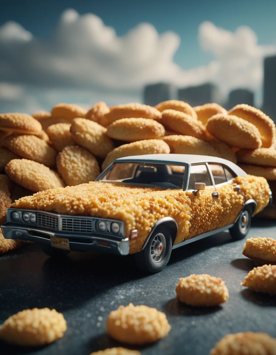 cinematic film still cinematic still a car made of breaded food . emotional, harmonious, vignette, highly detailed, high budget, bokeh, cinemascope, moody, epic, gorgeous, film grain, grainy", "a car made of breaded food, extremely realistic, highly detailed, concept art, 3 d, blender, intricate details visible, sharp focus, artstation"], "real_negative_prompt": ["anime, cartoon, graphic, text, painting, crayon, graphite, abstract, glitch, deformed, mutated, ugly, disfigured
 <lora:Breaded_Food_XL-000009:1>, , <lora:FILM_PHOTOGRAPHY_STYLE:0.25> . shallow depth of field, vignette, highly detailed, high budget, bokeh, cinemascope, moody, epic, gorgeous, film grain, grainy