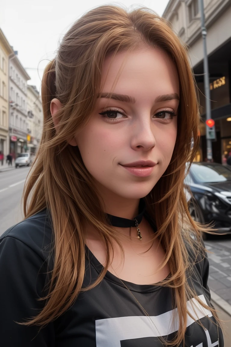 Jeune rousse qui fait un selfie