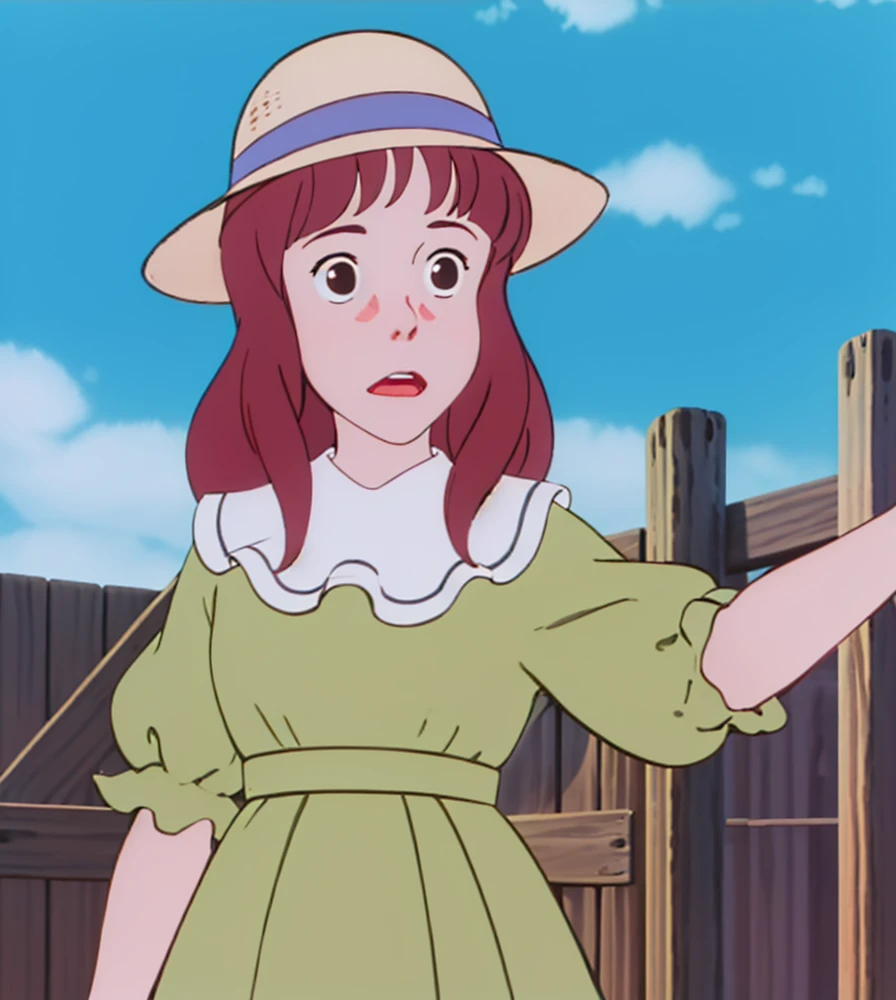 , masterpiece, best quality, ultra high res,
<lora:Kate:0.8>kate, hat , green dress , outdoor , sky ,
